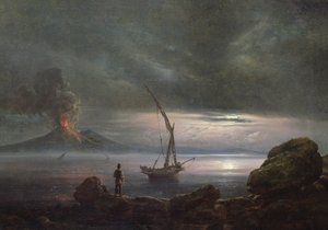 Vulkaan bij avond, Sicilië door Johan Christian Dahl